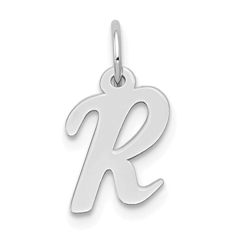 10k White Gold Small Script Initial R Charm - image 4
